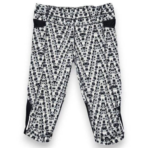Athleta Cropped Activewear Athleisure Yoga Bike Shorts Leggings Sz M Glack Gray - Picture 1 of 10